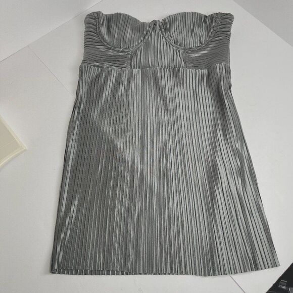 Hello Molly Pleated Corset Mini Dress Y2K Fairygrunge Metallic Babydoll NWT - Picture 2 of 8